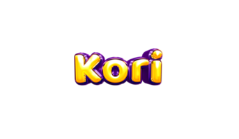 girls name sticker colorful party balloon birthday helium air shiny yellow purple cutout Kori png