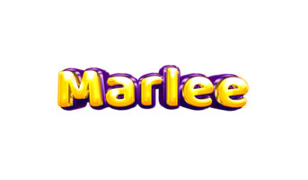 etiqueta engomada del nombre de las niñas coloridas fiesta globo cumpleaños helio aire llamativas amarillas moradas separar marlee png