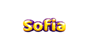 girls name sticker colorful party balloon birthday helium air shiny yellow purple cutout Sofia png