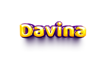 names of girls English helium balloon shiny celebration sticker 3d inflated Davina png