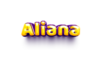 names of girls English helium balloon shiny celebration sticker 3d inflated Aliana png