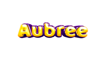 girls name sticker colorful party balloon birthday helium air shiny yellow purple cutout Aubree png