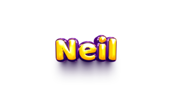 names of boy English helium balloon shiny celebration sticker 3d inflated Neil png