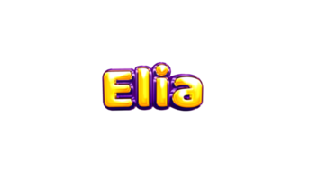 girls name sticker colorful party balloon birthday helium air shiny yellow purple cutout Elia png