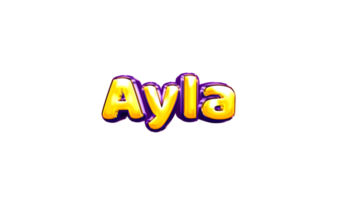girls name sticker colorful party balloon birthday helium air shiny yellow purple cutout Ayla png