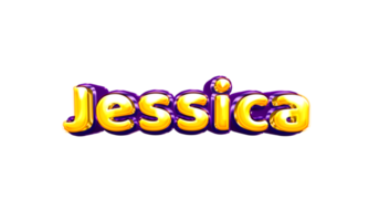 girls name sticker colorful party balloon birthday helium air shiny yellow purple cutout Jessica png