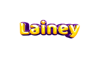 girls name sticker colorful party balloon birthday helium air shiny yellow purple cutout Lainey png