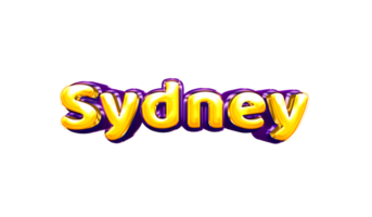 girls name sticker colorful party balloon birthday helium air shiny yellow purple cutout Sydney png