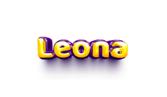 names of girls English helium balloon shiny celebration sticker 3d inflated Leona png