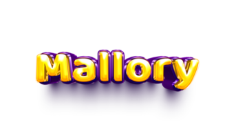 names of girls English helium balloon shiny celebration sticker 3d inflated mallory png