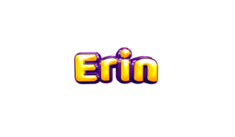 girls name sticker colorful party balloon birthday helium air shiny yellow purple cutout Erin png