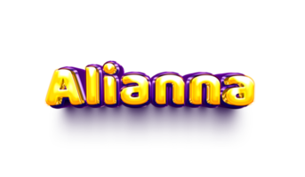 names of girls English helium balloon shiny celebration sticker 3d inflated Alianna png