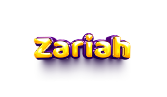 names of girls English helium balloon shiny celebration sticker 3d inflated Zariah png