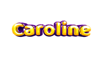 etiqueta engomada del nombre de las niñas coloridas fiesta globo cumpleaños helio aire llamativas amarillas moradas separar caroline png