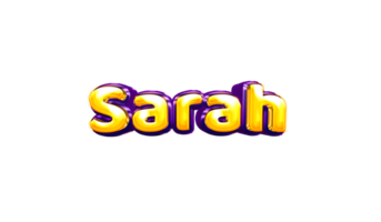 girls name sticker colorful party balloon birthday helium air shiny yellow purple cutout Sarah png