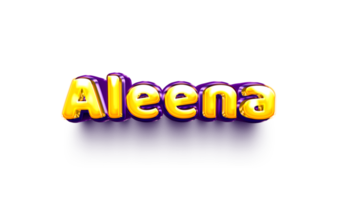 names of girls English helium balloon shiny celebration sticker 3d inflated Aleena png
