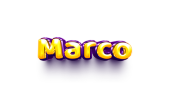 names of boys English helium balloon shiny celebration sticker 3d inflated Marco png