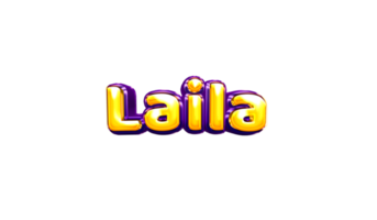 etiqueta engomada del nombre de las niñas coloridas fiesta globo cumpleaños helio aire llamativas amarillas moradas separar laila png