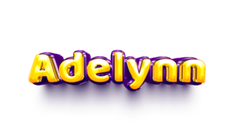 names of girls English helium balloon shiny celebration sticker 3d inflated Adelynn png