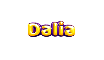 girls name sticker colorful party balloon birthday helium air shiny yellow purple cutout Dalia png