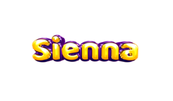 girls name sticker colorful party balloon birthday helium air shiny yellow purple cutout Sienna png