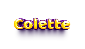 names of girls English helium balloon shiny celebration sticker 3d inflated Colette png