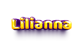 names of girls English helium balloon shiny celebration sticker 3d inflated Lilianna png