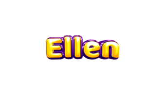 girls name sticker colorful party balloon birthday helium air shiny yellow purple cutout Ellen png