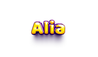 names of girls English helium balloon shiny celebration sticker 3d inflated Alia png