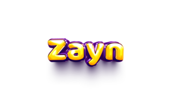 names of boys English helium balloon shiny celebration sticker 3d inflated Zayn png