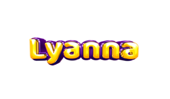 girls name sticker colorful party balloon birthday helium air shiny yellow purple cutout Lyanna png