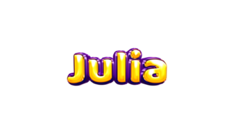 girls name sticker colorful party balloon birthday helium air shiny yellow purple cutout Julia png