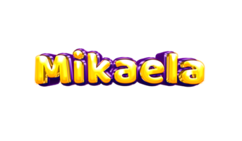 girls name sticker colorful party balloon birthday helium air shiny yellow purple cutout Mikaela png