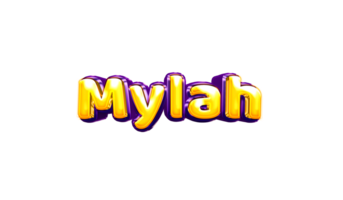 girls name sticker colorful party balloon birthday helium air shiny yellow purple cutout Mylah png