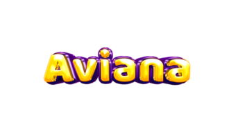 girls name sticker colorful party balloon birthday helium air shiny yellow purple cutout Aviana png
