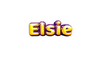 etiqueta engomada del nombre de las niñas coloridas fiesta globo cumpleaños helio aire llamativas amarillas moradas separar elsie png