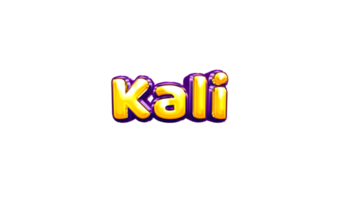 girls name sticker colorful party balloon birthday helium air shiny yellow purple cutout Kali png