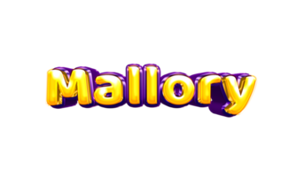 girls name sticker colorful party balloon birthday helium air shiny yellow purple cutout Mallory png