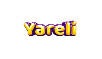 girls name sticker colorful party balloon birthday helium air shiny yellow purple cutout Yareli png