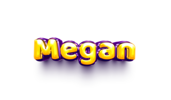 names of girls English helium balloon shiny celebration sticker 3d inflated Megan png