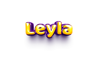 names of girls English helium balloon shiny celebration sticker 3d inflated Leyla png