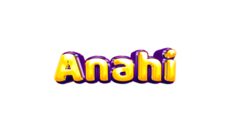 etiqueta engomada del nombre de las niñas coloridas fiesta globo cumpleaños helio aire llamativas amarillas moradas separar anahi png