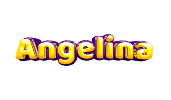 girls name sticker colorful party balloon birthday helium air shiny yellow purple cutout Angelina png