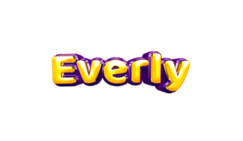 girls name sticker colorful party balloon birthday helium air shiny yellow purple cutout Everly png