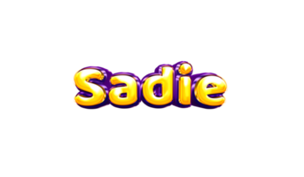 girls name sticker colorful party balloon birthday helium air shiny yellow purple cutout Sadie png