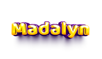 names of girl English helium balloon shiny celebration sticker 3d inflated Madalyn png