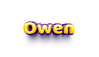 names of boy English helium balloon shiny celebration sticker 3d inflated Owen png