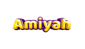 girls name sticker colorful party balloon birthday helium air shiny yellow purple cutout Amiyah png