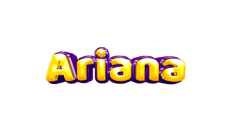 filles nom autocollant coloré fête ballon anniversaire hélium air brillant jaune violet découpe Ariana png