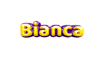 girls name sticker colorful party balloon birthday helium air shiny yellow purple cutout Bianca png